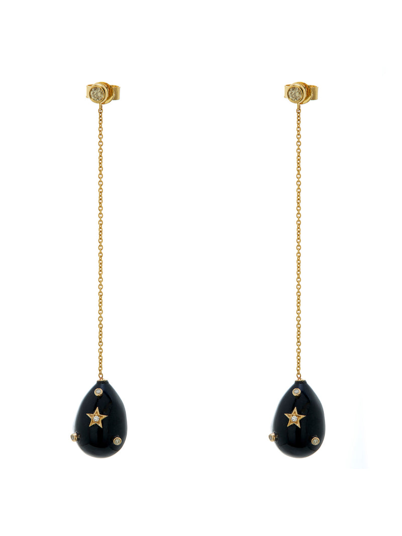 Black Onyx Galaxy Drop Earrings