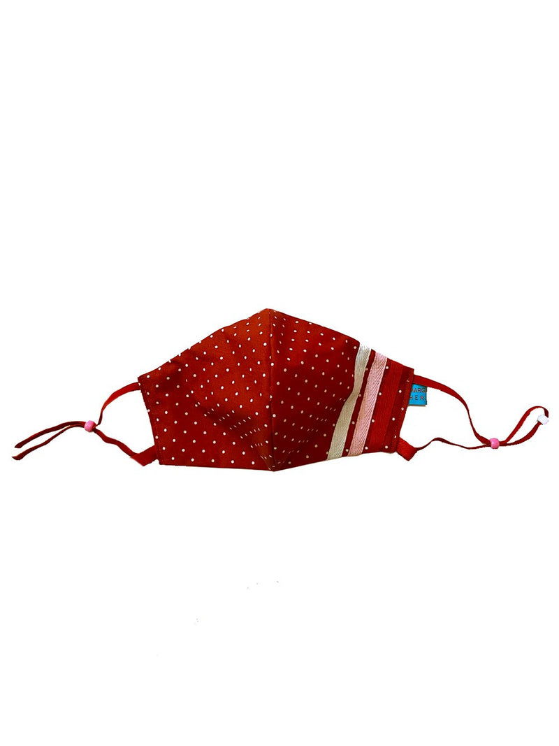 Red Stripes & Dots Mask with Lanyard