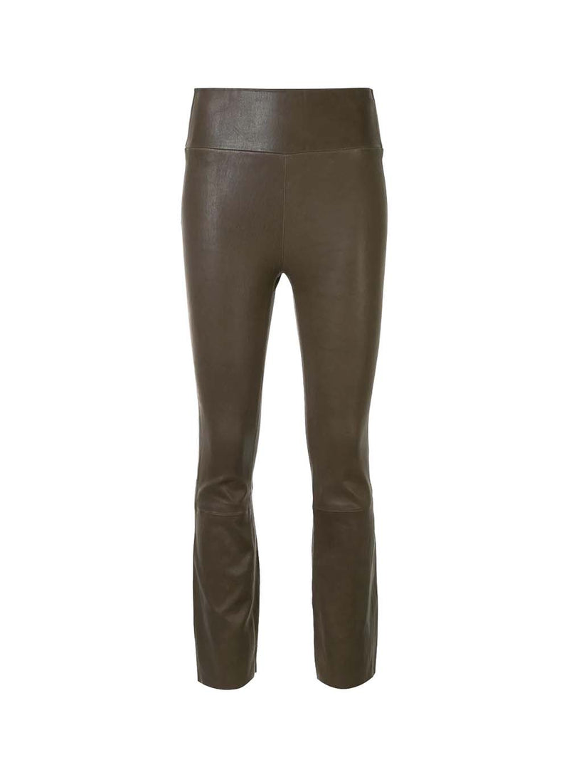 Crop Flare Leather Leggings