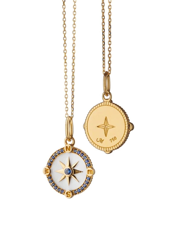 Mini "Adventure" Compass Charm with White Enamel