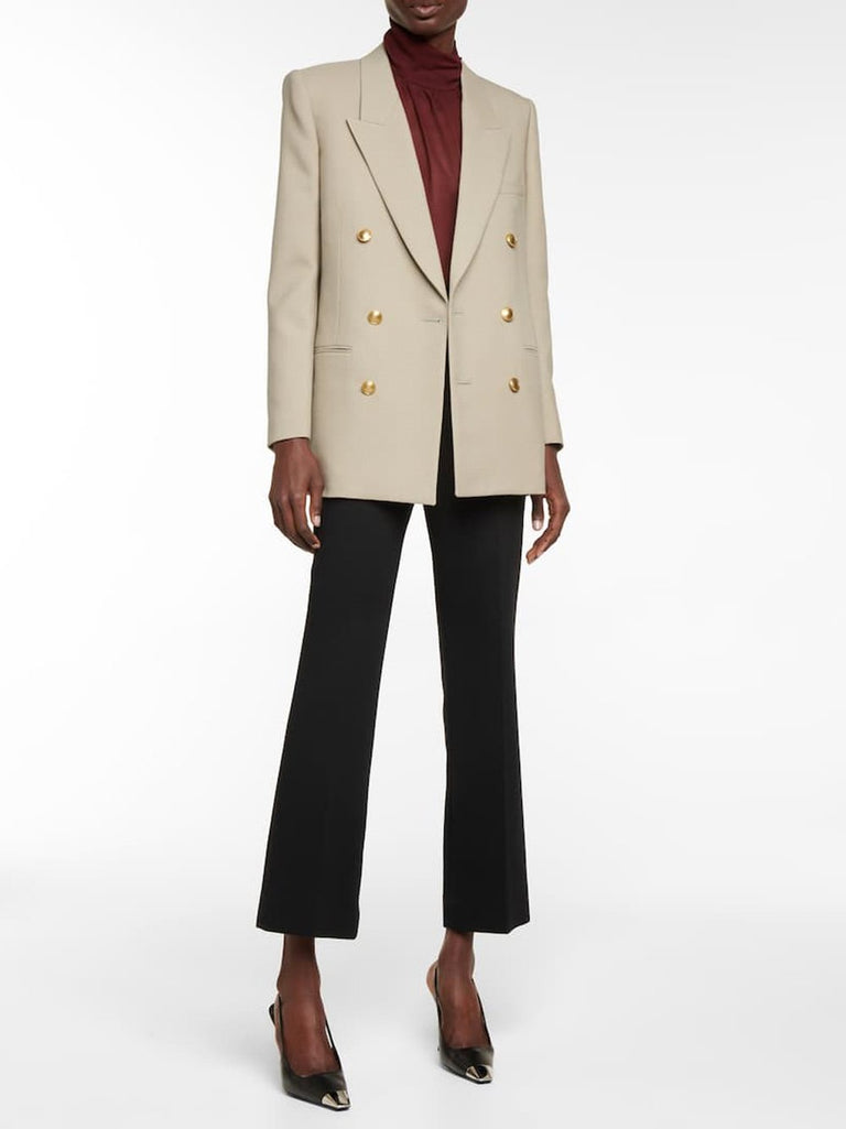 Mid Rise Jersey Wool Pants