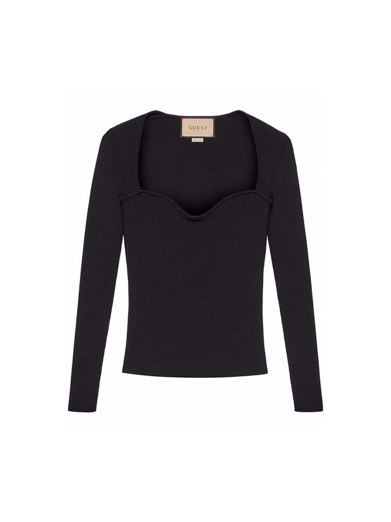 Fine-Ribbed Long Sleeve Top
