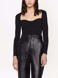 Fine-Ribbed Long Sleeve Top Photo 2