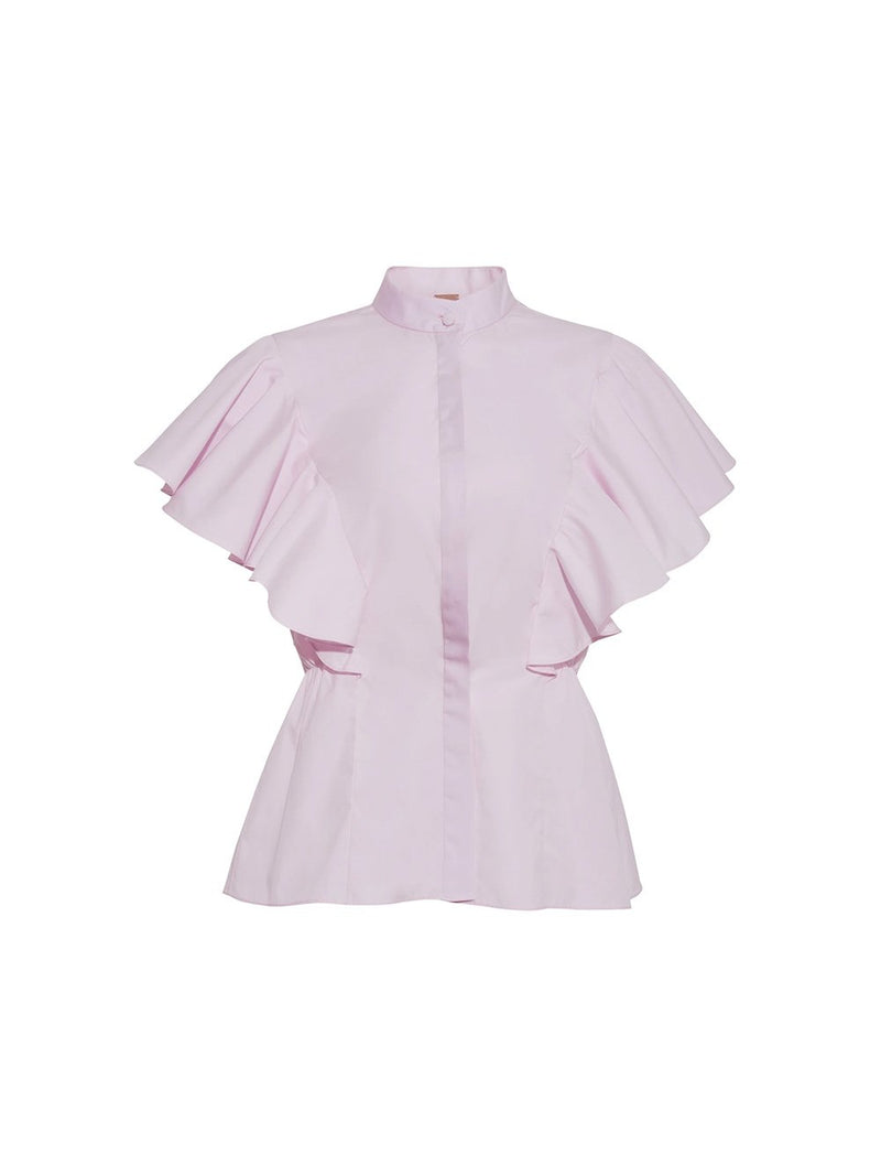 Ruffle Sleeve Button Down