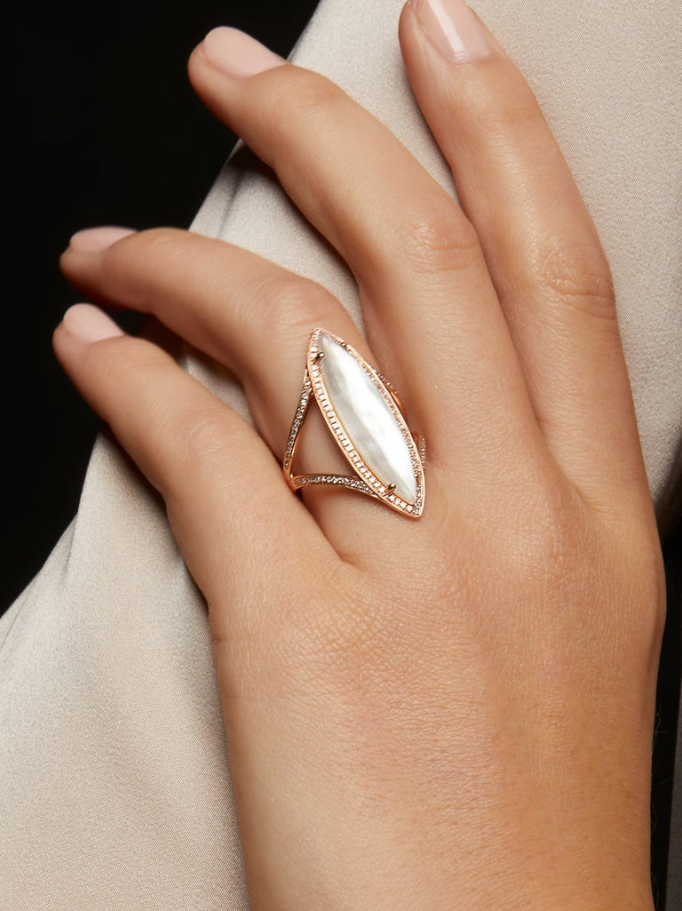 14KT Yellow Gold Mother of Pearl Diamond Celeste Ring