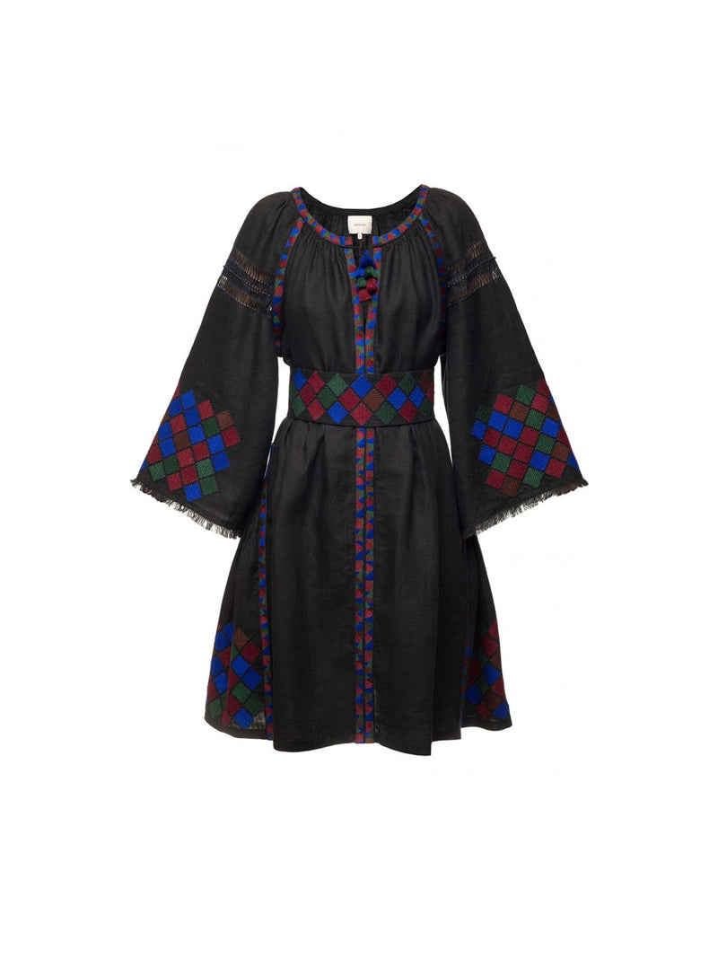 Mini Embroidered Dress With Belt