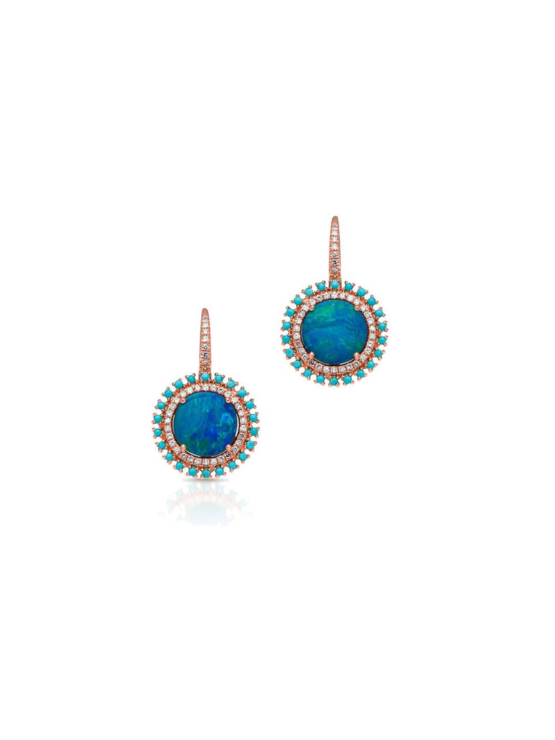 Opal Turquoise Diamond Round Kai Earrings