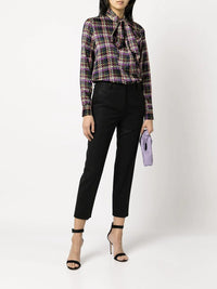 Check-Print Scarf-Neck Blouse Photo 2