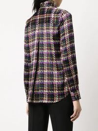 Check-Print Scarf-Neck Blouse Photo 3