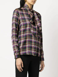Check-Print Scarf-Neck Blouse Photo 4
