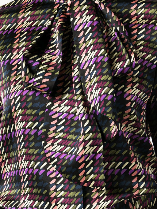 Check-Print Scarf-Neck Blouse