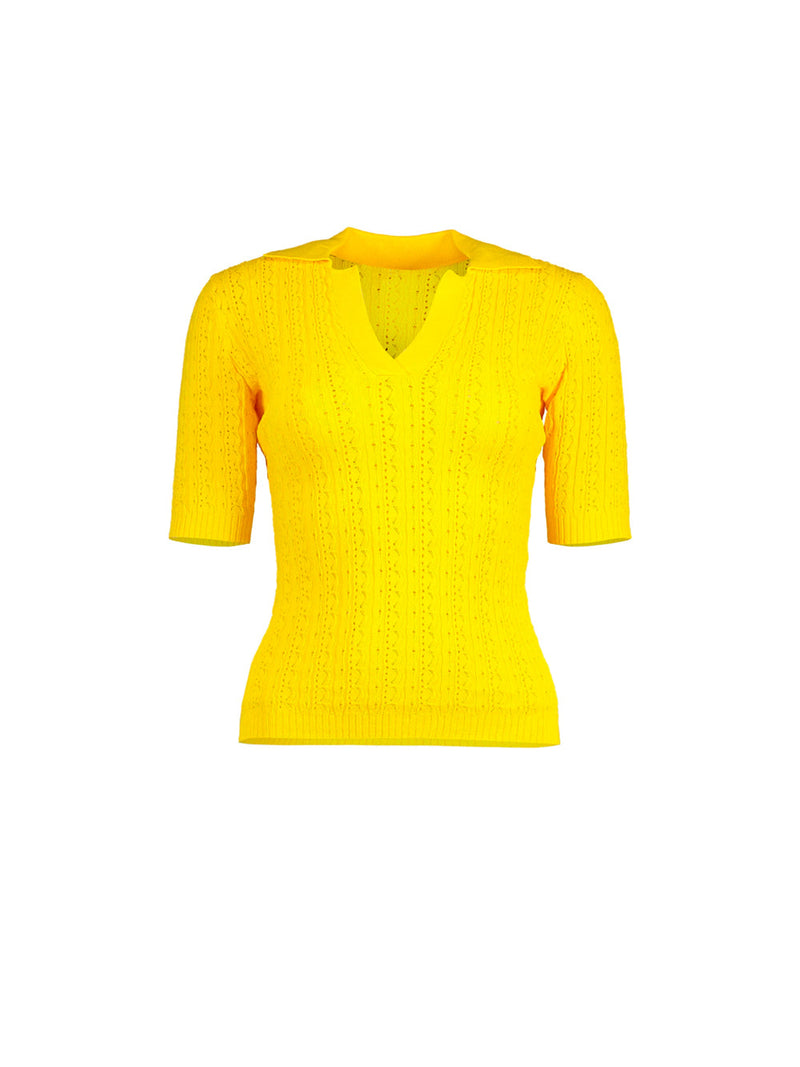 Short Sleeve Crepe Knit Polo
