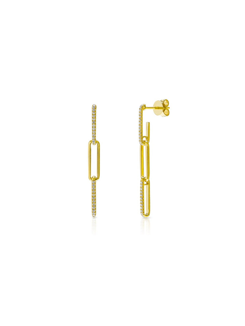 Diamond Paper Clip Link Earrings
