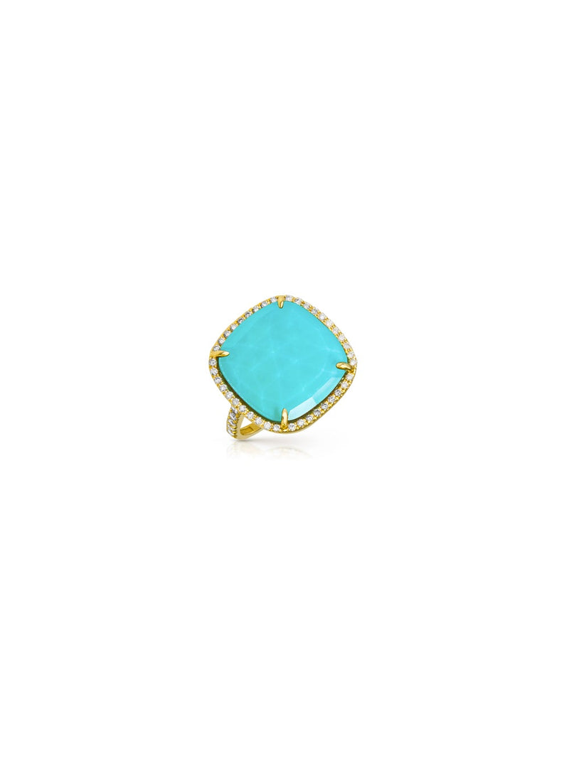Turquoise Doublet Cushion Cut Cocktail Ring