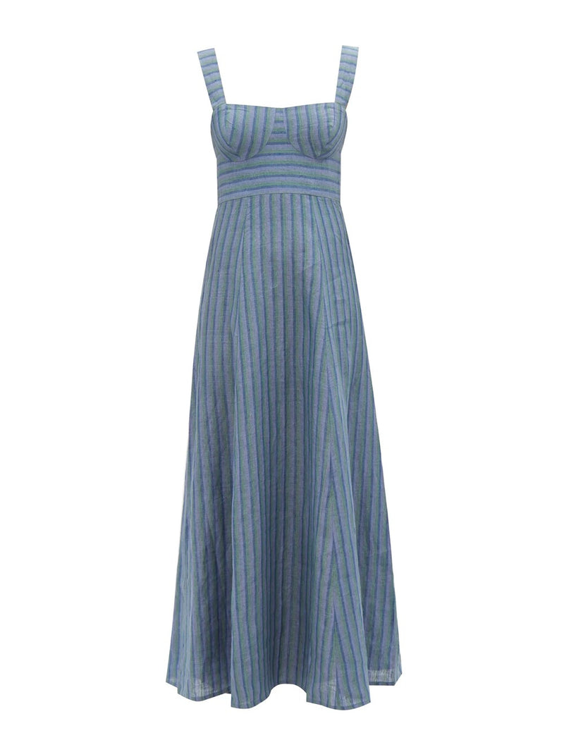 Azzura 70's Striped Open-Back Dress