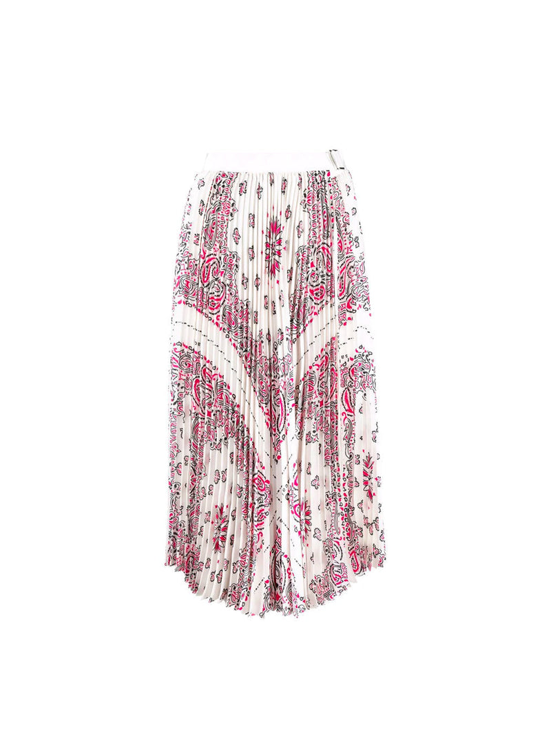 Pleated Bandana Print Midi Skirt
