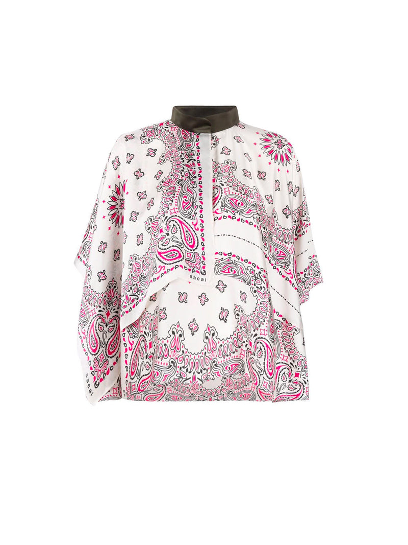 Bandana Print Band-Collar Blouse