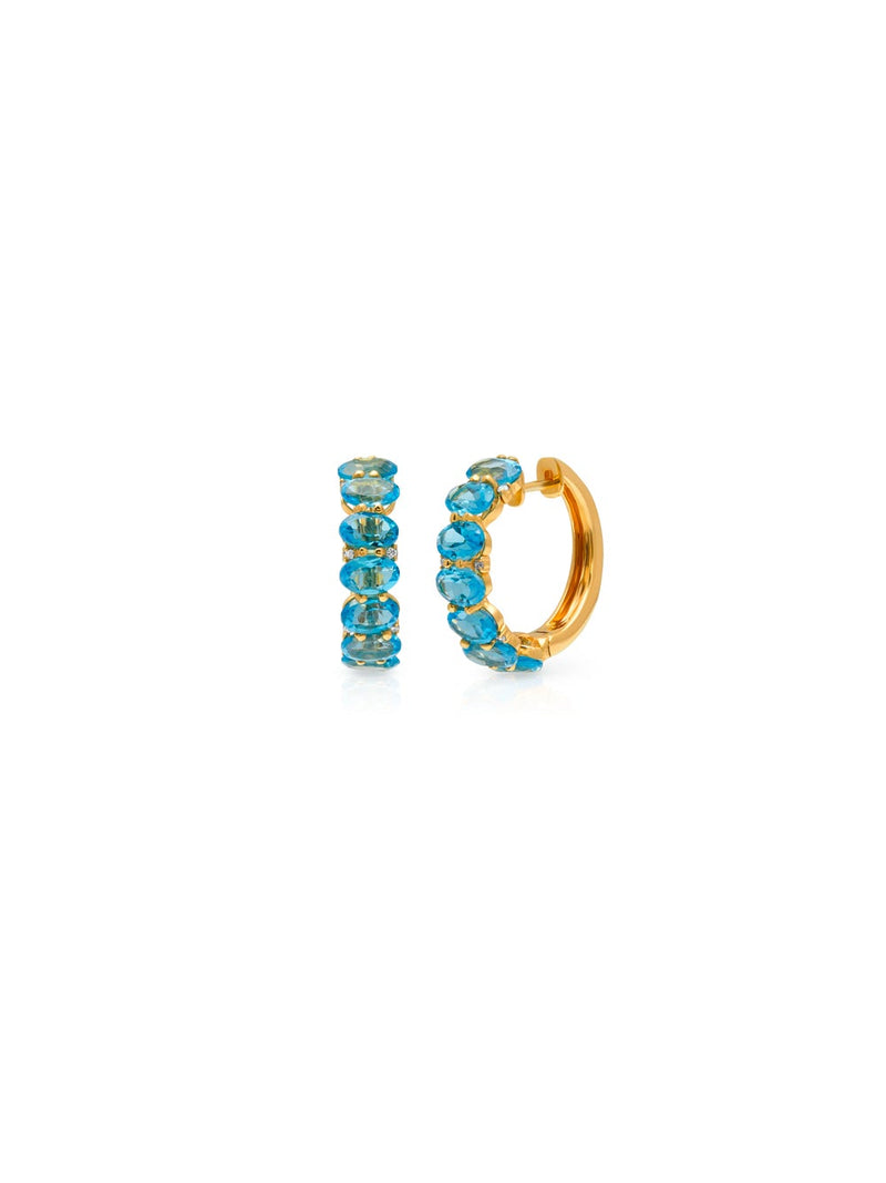 Ameka Blue Topaz Diamond Hoops