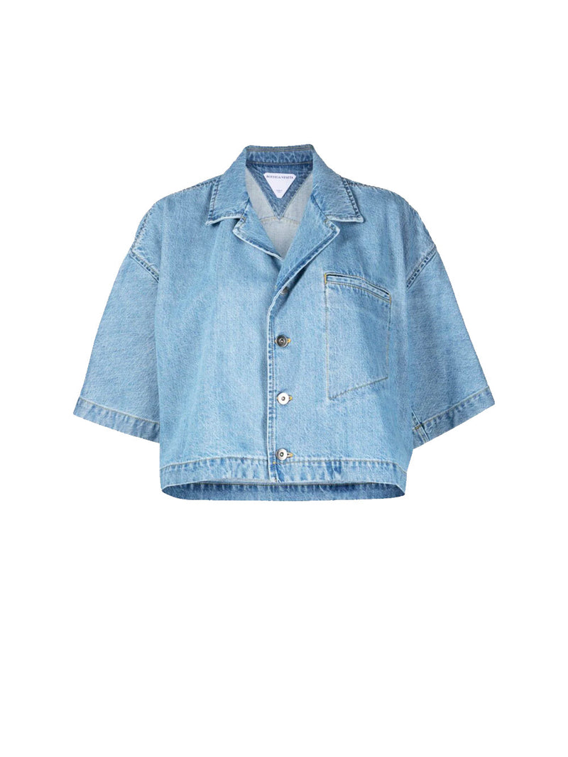 Short Sleeve Denim Crop Top