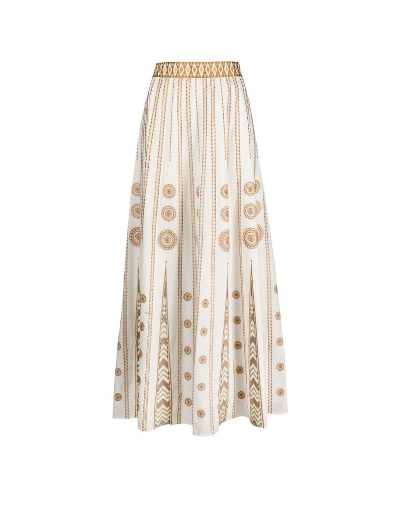 Camille Backgammon Pleated Maxi Skirt