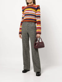 Crewneck Striped Frill Sweater Photo 2