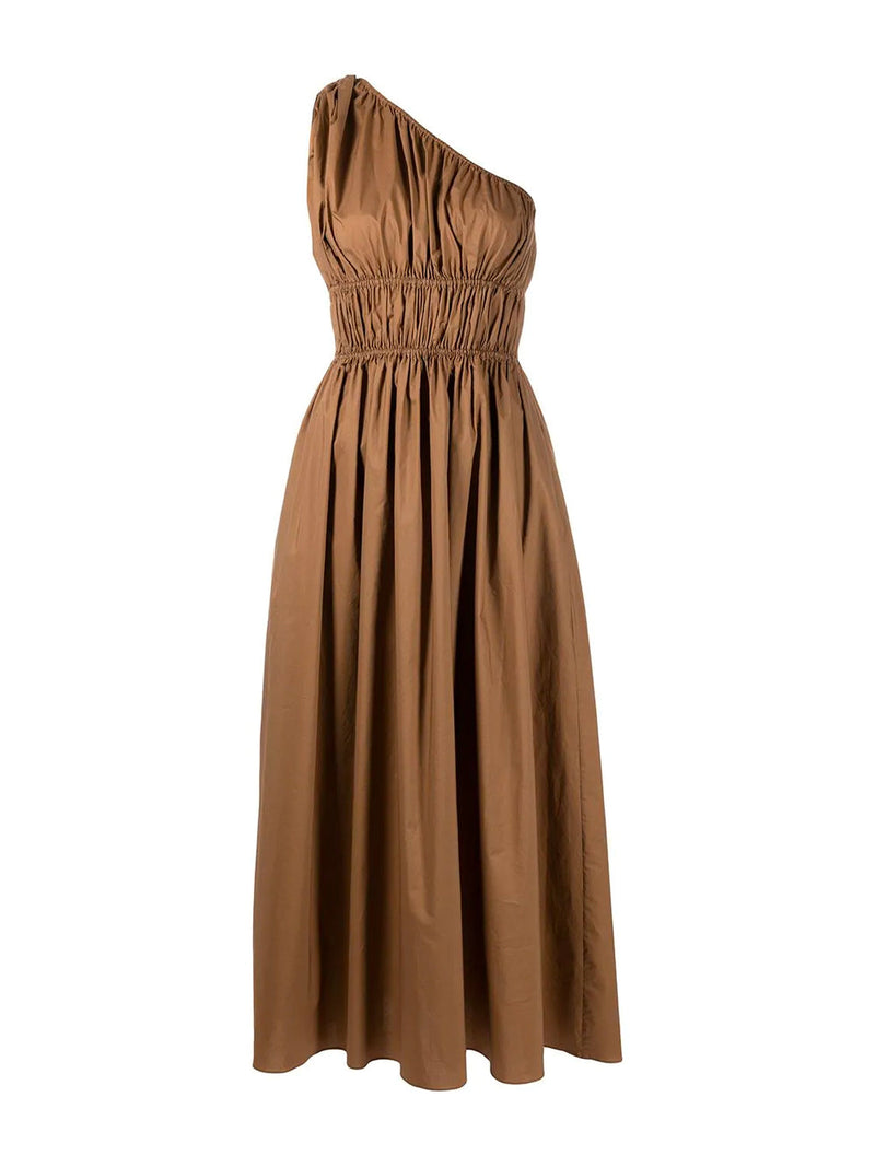 Shirred One Shoulder Maxi Dress