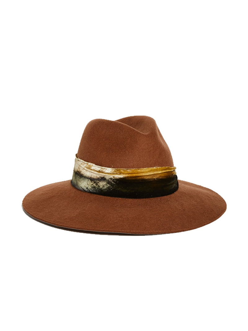 Cinnamon Hand Dyed Velvet Trim Hat