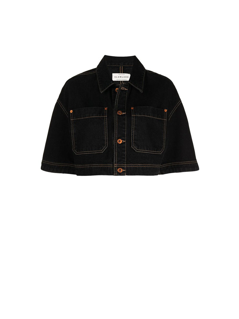 Short Sleeve Crop Denim Jacket