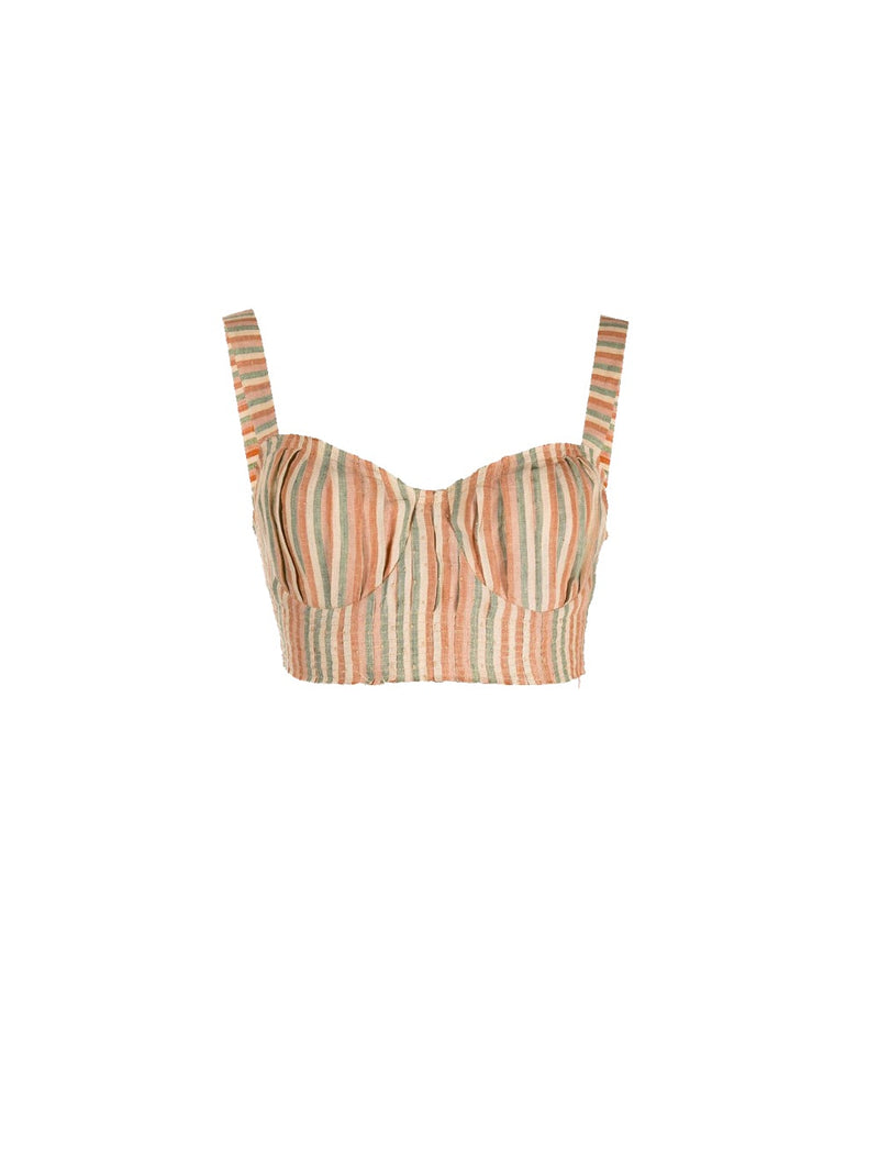 Dalia Striped 70's Cropped Bustier Top