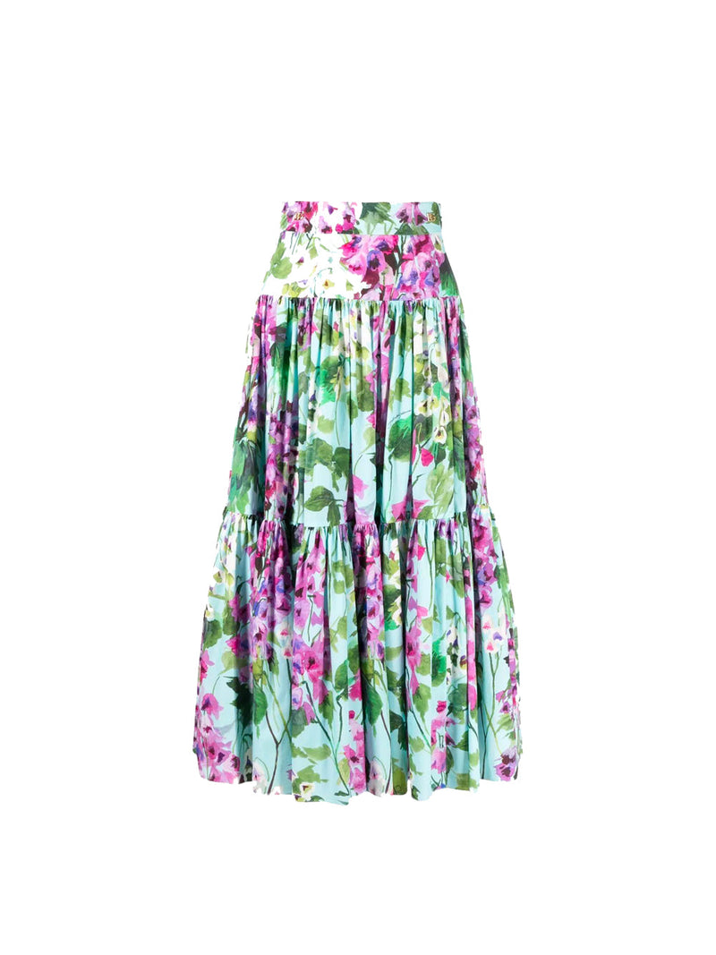 Tiered Floral Midi Skirt