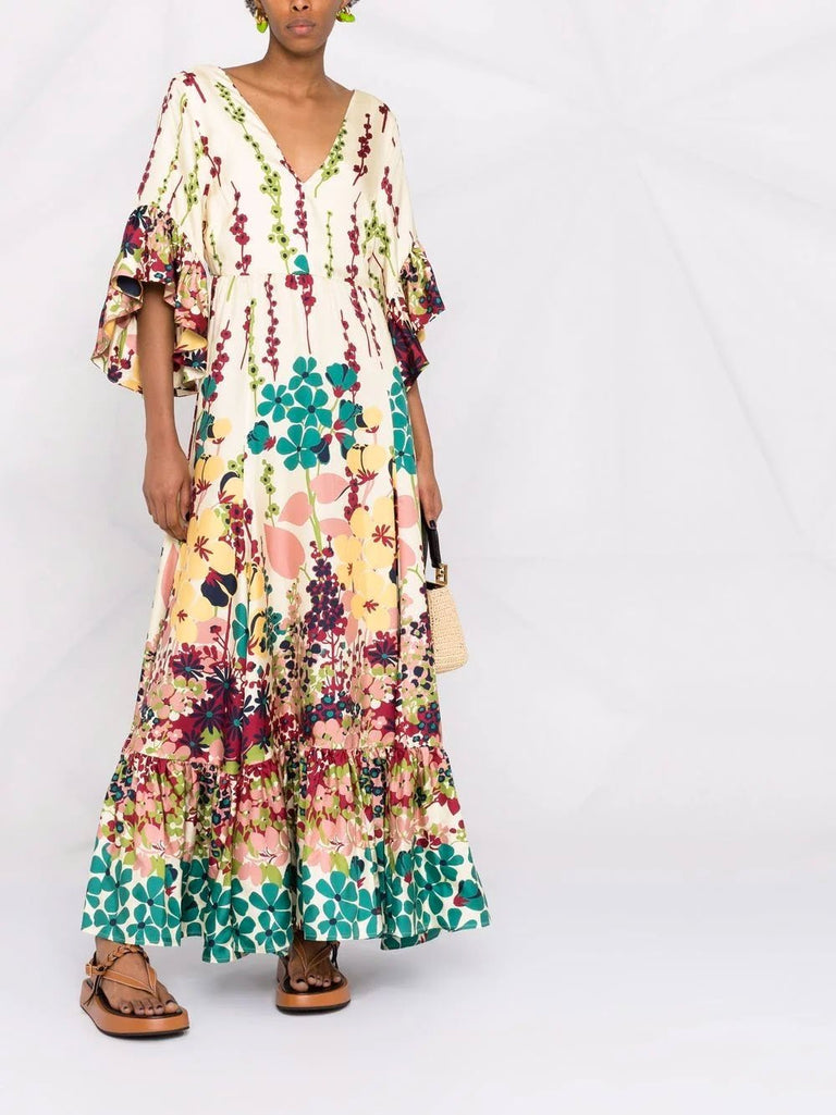 Bella 3/4 Ruffle Sleeve Midi Dress