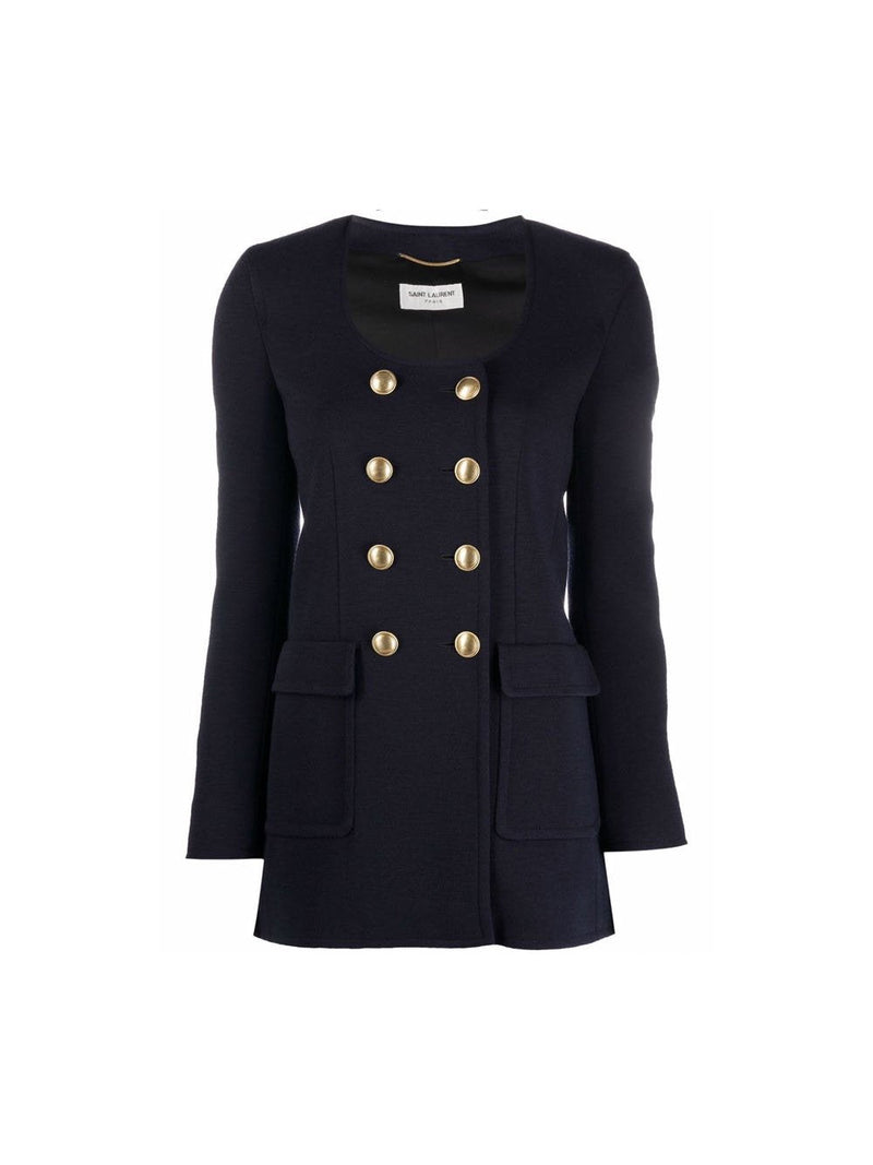 Scoop Neck Double Breasted Jacket