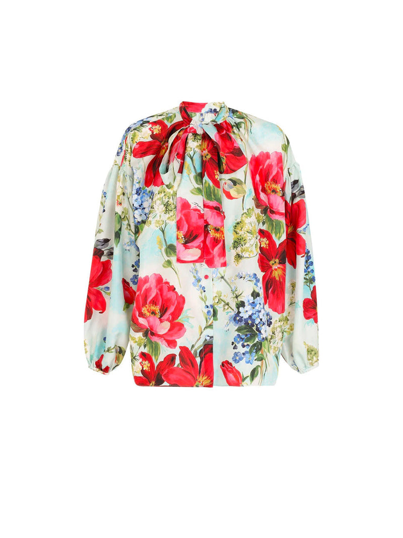 Rose Print Long Sleeve Blouse