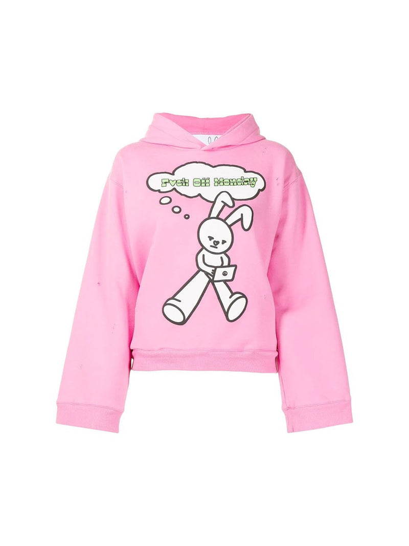Monday Distressed Rabbit-Print Hoodie