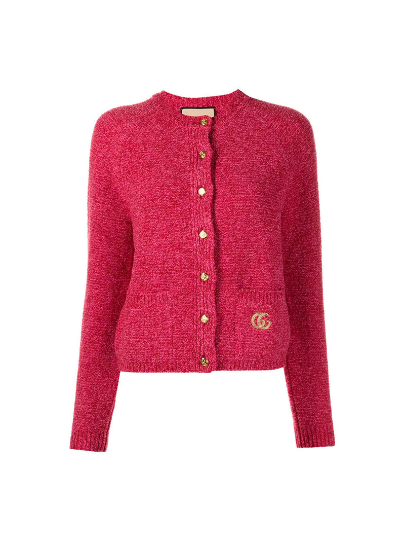 Logo-Embroidered Marl Knit Cardigan
