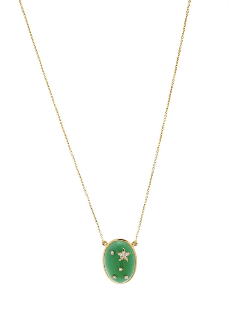 Chrysoprase Galaxy Pendant Necklace