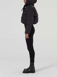 Crop Puffer with Hood Scarf Photo 3