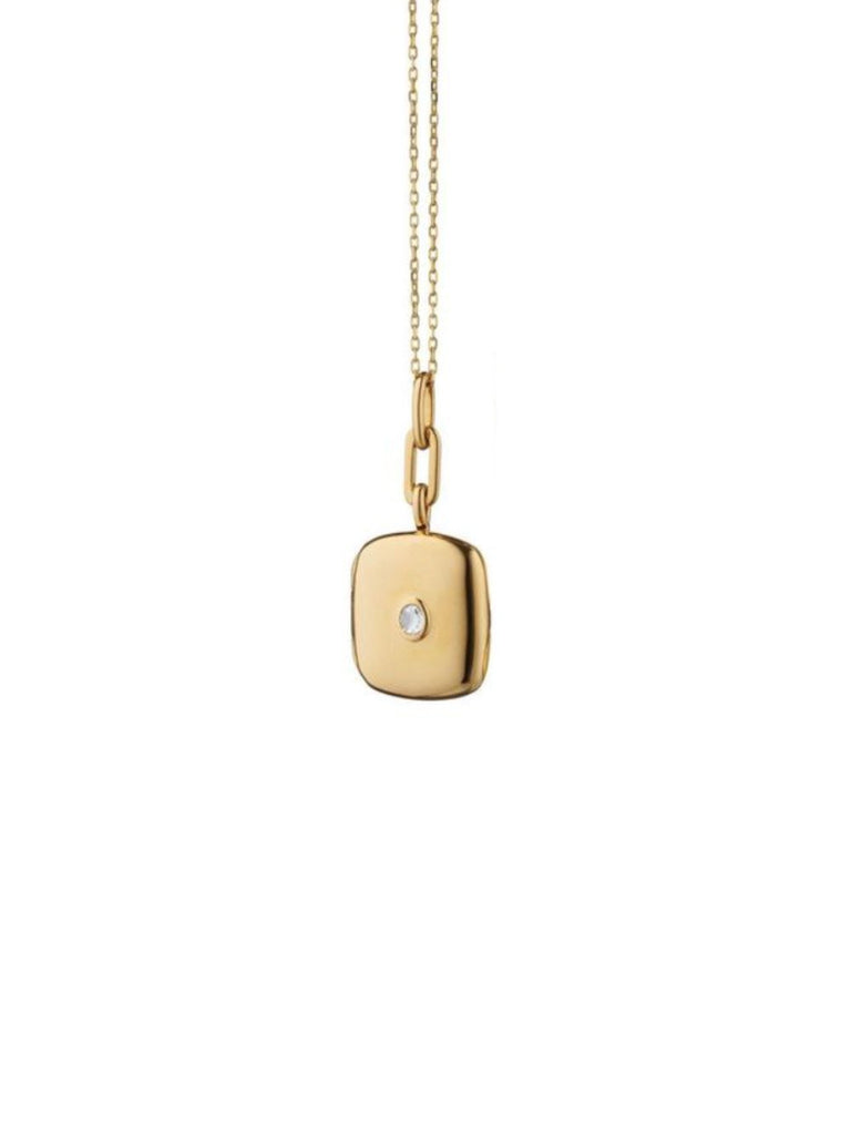 Yellow Gold Cushion Locket with Rose Cut Diamond
