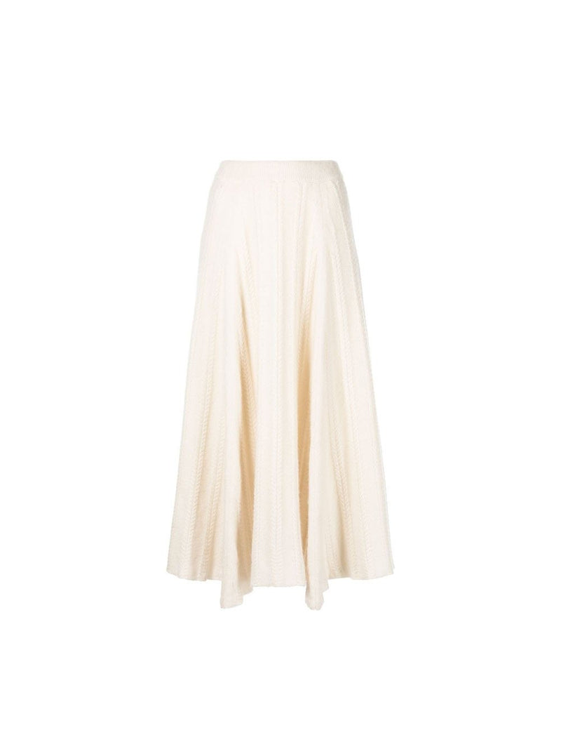 A-Line Cable Knit Midi Skirt