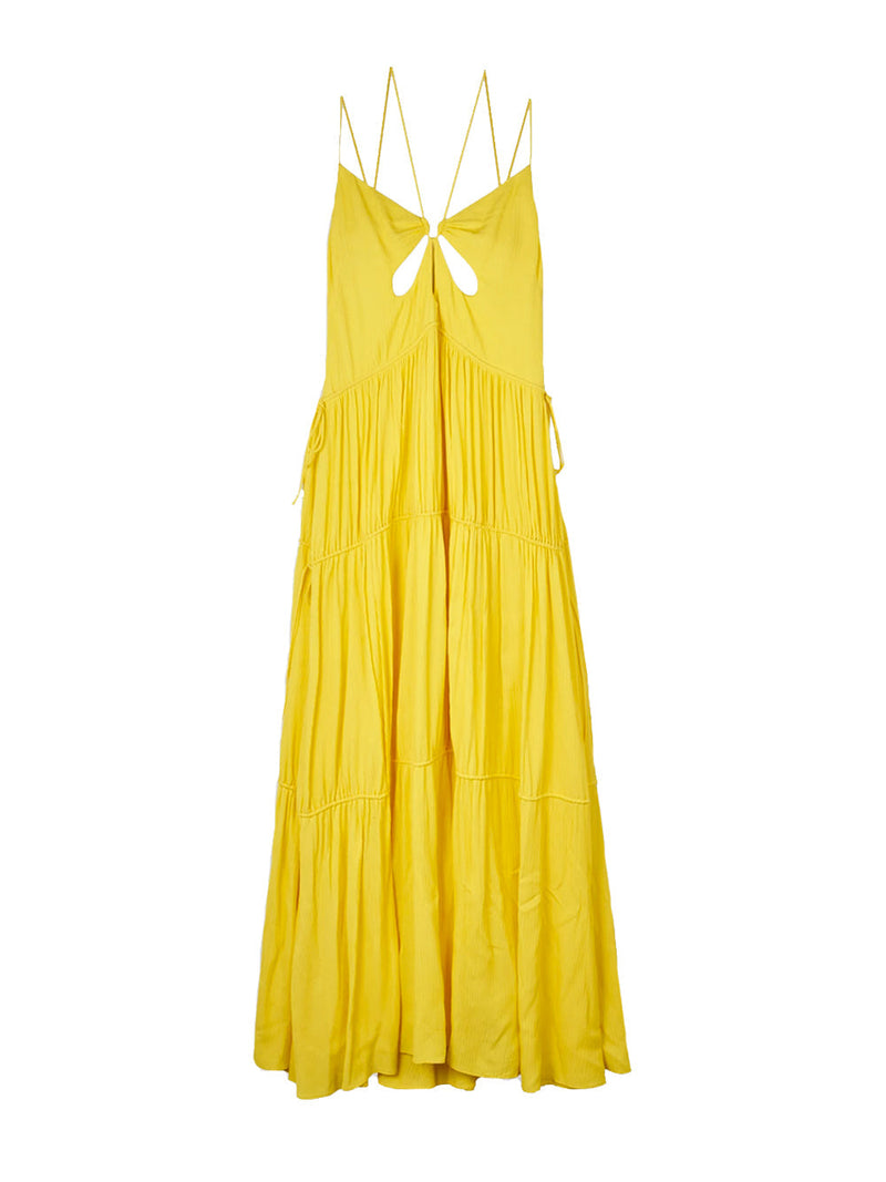 Lina Crinkle Teardrop Cut-Out Maxi Dress