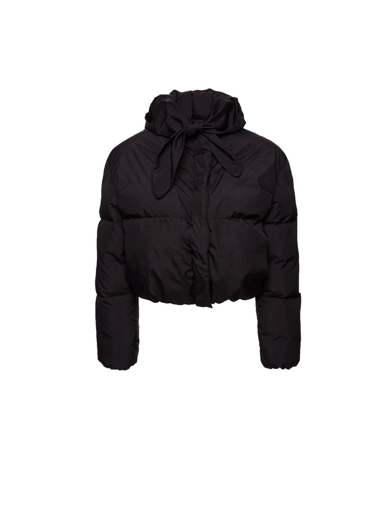 Crop Puffer with Hood Scarf