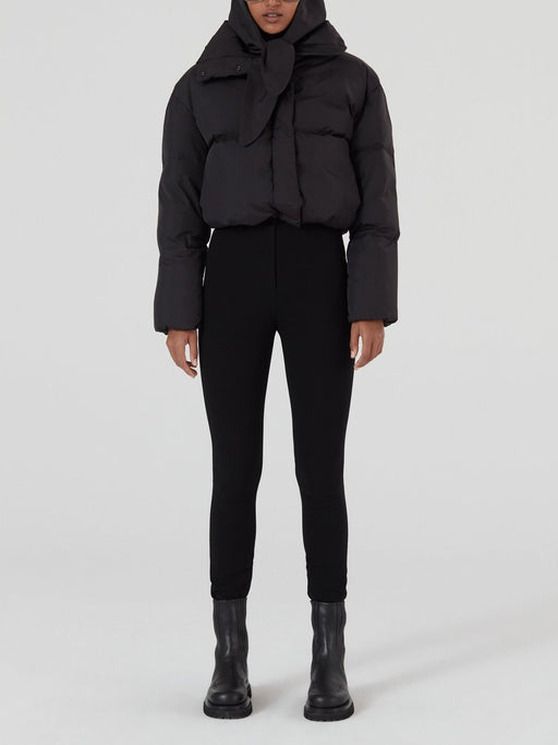 Crop Puffer with Hood Scarf