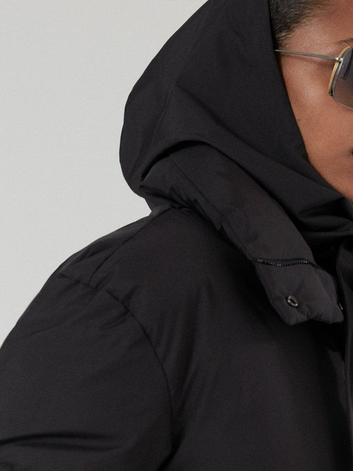 Crop Puffer with Hood Scarf
