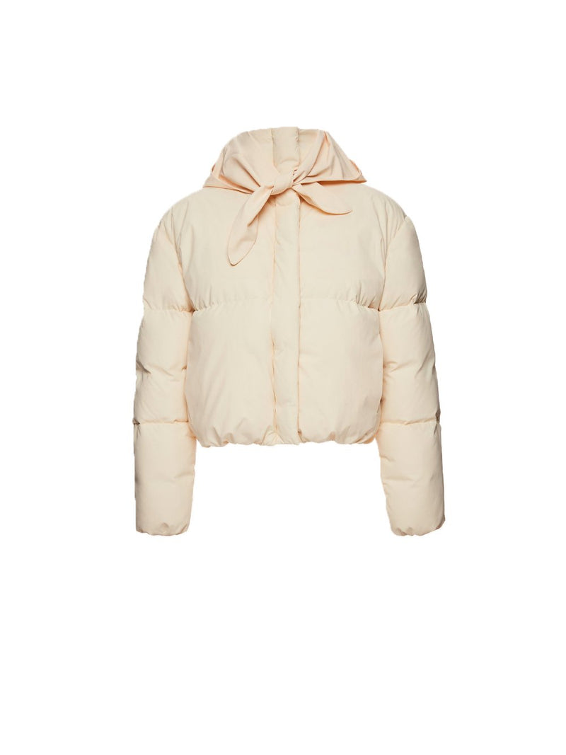 Crop Puffer with Hood Scarf