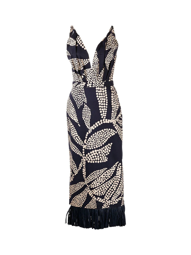 Midnight Rituals Fringed Midi Dress