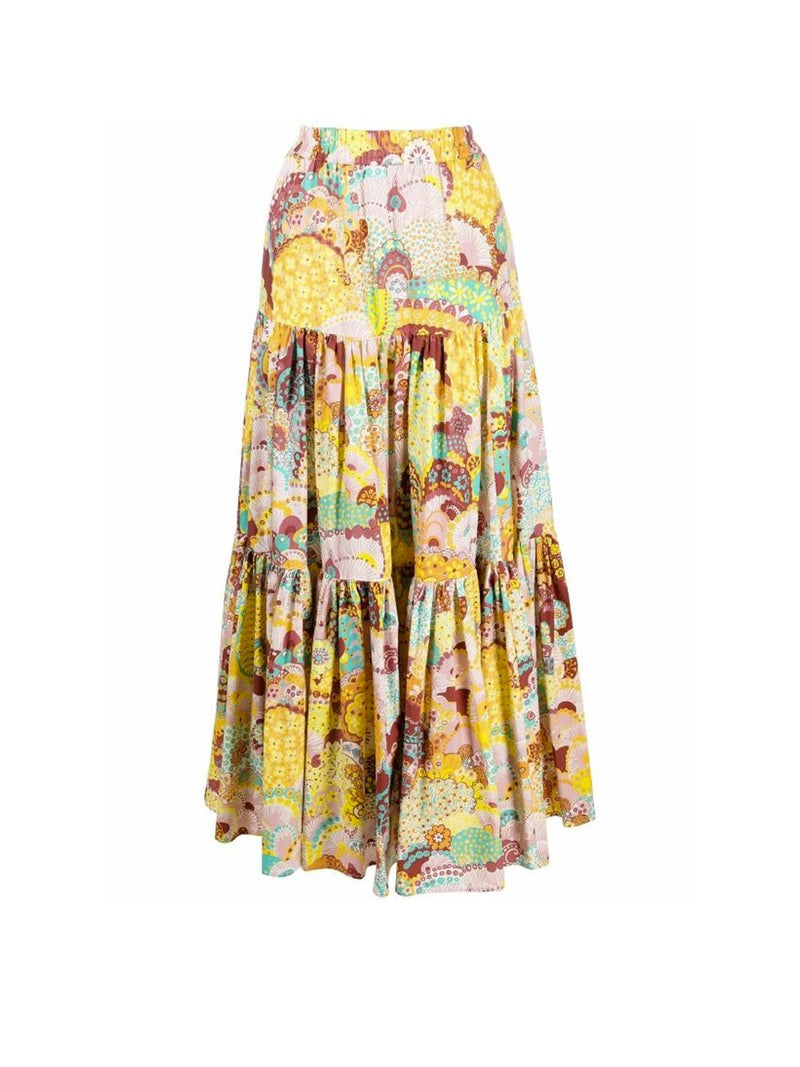 Floral-Print Tiered Maxi Skirt