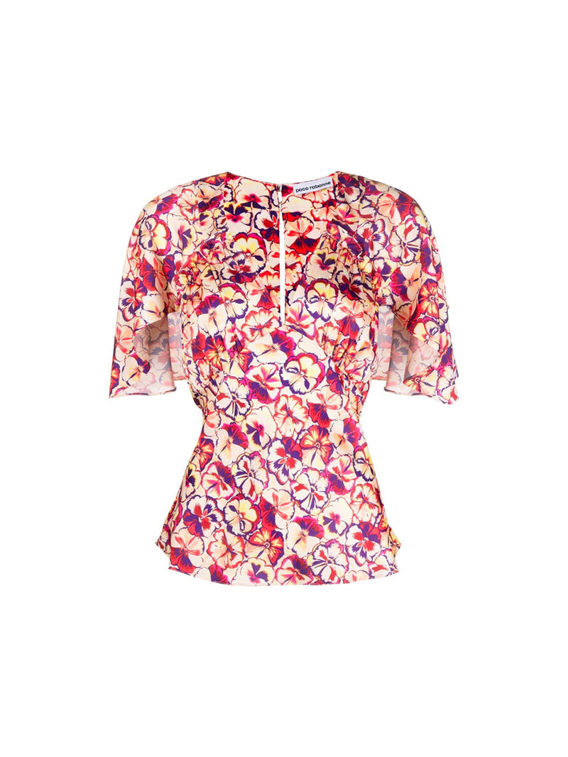 Flutter Sleeve Floral Blouse