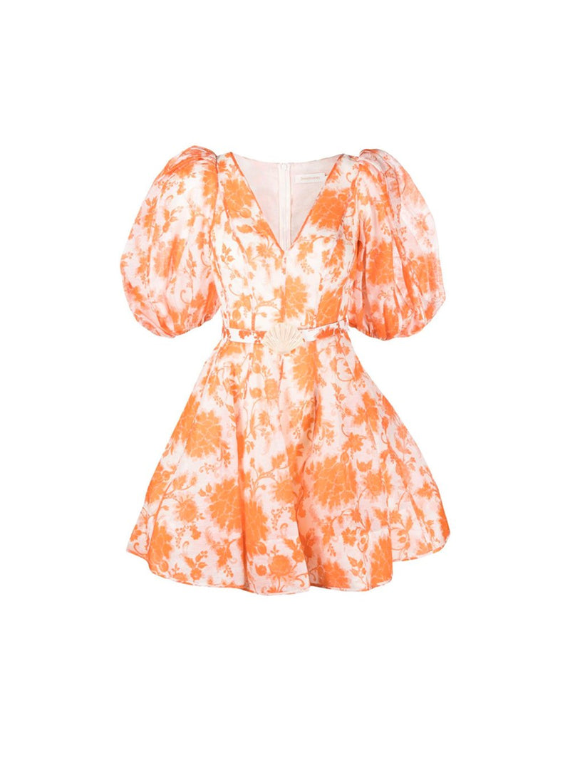 Postcard Puff Sleeve Floral Mini Dress