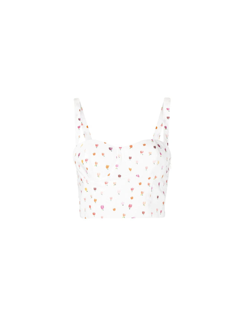 Bustino Floral Poplin Cropped Top