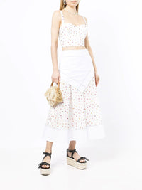 Asymmetrical Spliced Tulip-Printed Midi Skirt Photo 2